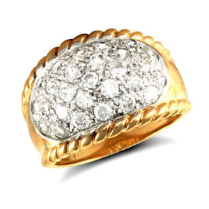 【送料無料】ネックレス　カラーゴールドロープエッジボンベイリング9ct 2colour gold cz rope edge 5 row bombay ring