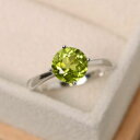 【送料無料】ネックレス　ラウンドカットペリドットリングkホワイトゴールドリングサイズ200 ct round cut natural peridot gemstone ring 14k white gold rings size n o p