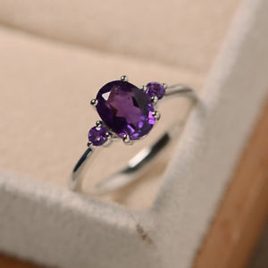 【送料無料】ネックレス　オーバルカットアメジストリングソリッドホワイトゴールドサイズgemstone 140ct oval cut natural amethyst ring 14k solid white gold size j k m n