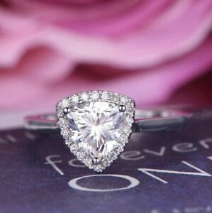 【送料無料】ネックレス ハローリアルホワイトゴールド160tcw trillioncut moissanite halo promise engagement ring 14k real white gold