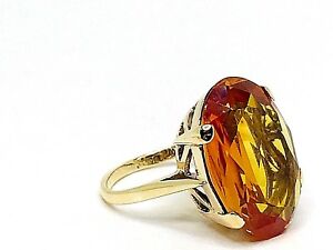 【送料無料】ネックレス　ビンテージシトリンイエローゴールドkレディースリングサイズvintage citrine 1300ct yellow gold 9k375 ladies ring uk size f european 44