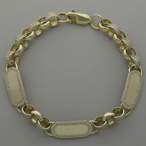 【送料無料】ネックレス　ゴールドメンズトリプルベルチャーブレスレット￥9ct gold mens gemset triple id belcher bracelet 85 75 mm rrp 830 {cl43}