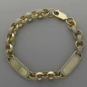 【送料無料】ネックレス　ゴールドレディースダブルベルチャーブレスレットインチ9ct gold ladies gemset double id belcher bracelet 75mm 8 inches ti2_8