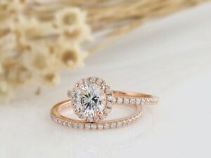 楽天hokushin【送料無料】ネックレス　クラシックラウンドカットハローブライダルローズゴールドセット140 tcw classic round cut halo bridal engagement wedding ring set in rose gold