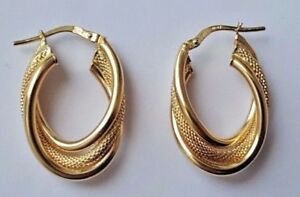 【送料無料】ネックレス　イエローゴールドクレオールフープイヤリングクリスマスナナ9ct yellow gold ..