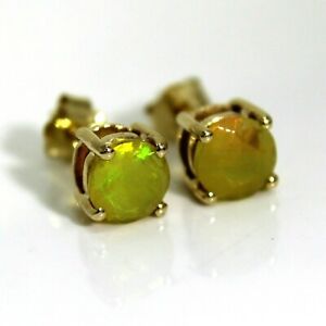 【送料無料】ネックレス　エチオピアオパールkイエローゴールドスタッドイヤリングethiopian welo opal 10k yellow gold stud earrings