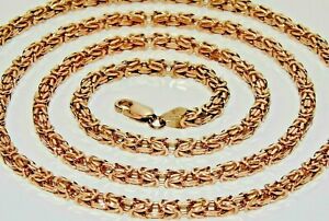 【送料無料】ネックレス　シルバービザンチンリンクチェーンインチローズゴールドuk hallmarked 9 ct rose gold on silver 4mm square byzantine link chain 26 inch 2