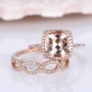 ̵ۥͥå쥹14k350ctå륬ʥ350ct cushion morganite bridal set 1...