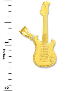 【送料無料】ネックレス　イェローゴールドエレキギターペンダントアメリカsolid yellow gold music charm electric guitar pendant made in the usa