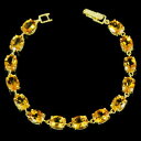 【送料無料】ネックレス　イエローシトリンオーバルスターリングシルバーブレスレット22ct real orangish yellow citrine 9x7 mm oval sterling 925 silver bracelet 8