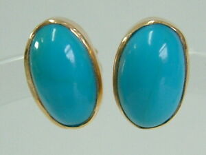 【送料無料】ネックレス vintage 18ct yellow gold single vivid turquoise ovalstud earringsvintage 18ct yellow gold single vivid turquoise oval stud