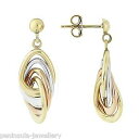 【送料無料】ネックレス ホワイトローズイエローゴールドイヤリングドロッププレゼント9ct white, rose and yellow gold 3 colour drop earrings hallmarked birthday gift(4)