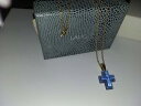 【送料無料】ネックレス ラリッククリスタルガラスクロスペンダントゴールドチェーンlalique crystal glass cross pendant 9 ct gold 18 chain blue