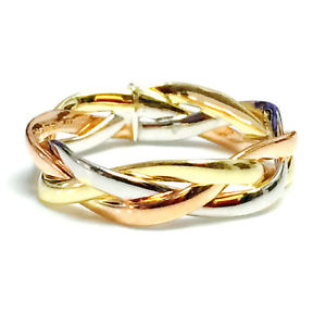 ネックレス　14kトリ14k tri color gold intertwined braided ring