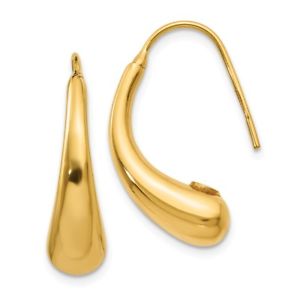 【送料無料】ネックレス イエローゴールドフックイヤリングイタリア14k yellow gold 6mm hollow puffed teardrop shepherd hook earrings italian gold