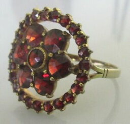 【送料無料】ネックレス　イエローゴールドマルチガーネットラウンドクラスタリングサイズsecondhand 10ct yellow gold multi garnet round cluster ring size s 12