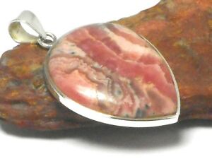 【送料無料】ネックレス　スターリングシルバーペンダントrhodochrosite sterling silver 925 gemstone pendant hallmarked