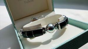 【送料無料】ネックレス ビンテージスターリングシルバーメキシコベゼルリンクオニキスブレスレットgorgeous classy 43g vintage sterling silver 925 mexico bezel link onyx bracelet
