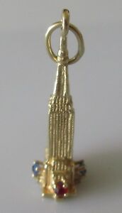 【送料無料】ネックレス　イエローゴールドクライスラービルディングセットsecondhand 14ct yellow gold gem set chrysler building charm