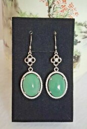 【送料無料】ネックレス　タイプシルバーイヤリングgenuine beautiful bright 186ct jadeite jade type a 925 silver dangled earring