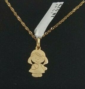 楽天hokushin【送料無料】ネックレス　チェーンゴールドイエローペンダントシルエットガールpendant with chain gold yellow 18k silhouette girl