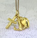 楽天hokushin【送料無料】ネックレス　イエローゴールドメッキチャリティーyellow gold faith, hope amp; charity 3 graces charm guaranteed genuine 18k gold