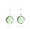 【送料無料】ネックレス　kホワイトゴールドクッショングリーンアメジストカットイヤリング14k white gold dangle earrings with cushion cut green amethyst gemstones