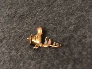 【送料無料】ネックレス　エマイユヴィンテージゴールドvintage 9ct gold charm shoe old woman who lives in a shoe enamelled opens