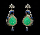 ネックレス　ヒスイソリッドシルバーイヤリングgreen jade hand carving stone studded earrings in solid silver se021052