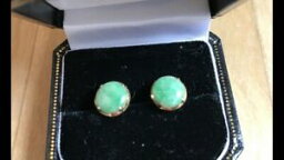 【送料無料】ネックレス　ヴィンテージ9ctイェローゴールドピアスイヤリングvintage 9ct yellow gold jade stud earrings