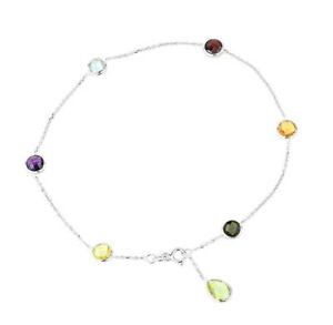 ̵ۥͥå쥹kۥ磻ȥɥȥѡɥåץ14k white gold gemstone anklet with a lemon topaz drop 11 inches