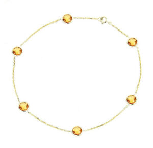 【送料無料】ネックレス　イエローゴールドブレスレットシトリンインチ14k yellow gold anklet bracelet with citrine gemstones 11 inches