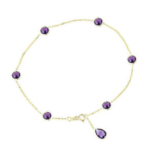 14k yellow gold gemstone anklet with round and pear shaped amethysts 11 inchesイエローゴールドナシアメジストインチ※注意※NYからの配送になりますので2週間前後お時間をいただきます。人気の商品は在庫が無い場合がございます。ご了承くださいませ。サイズの種類の商品は購入時の備考欄にご希望のサイズをご記載ください。　携帯メールでの登録ですと楽天からのメールが届かない場合がございます。