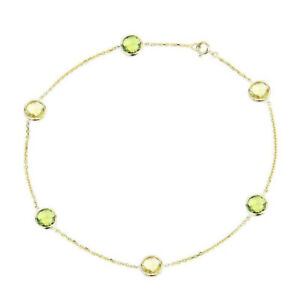 【送料無料】ネックレス　イエローゴールドペリドットレモントパーズインチ14k yellow gold anklet with peridot and lemon topaz gemstones 11 inches