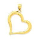 【送料無料】ネックレス イエローゴールドペンダント14k yellow gold casted polished hollow heart beautiful ...