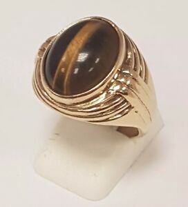 ネックレス　ソリッドゴールドキャッツアイリング1 appealing 9ct solid gold tigers eye ring fully hallmarked