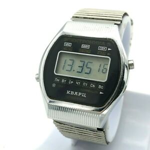 　腕時計　ヴィンテージussr elektronika 5カレンダークオーツデジタルvintage ussr elektronika 5 date day calendar quartz digital watch bracelet rare