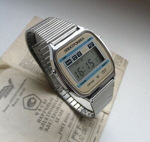 　腕時計　ソelektronika 52 ussrディジタルlcdelectronica 52elektronika 52 ussr soviet digital lcd watch electronica 52 with instruction