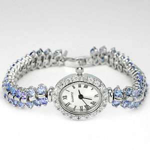 【送料無料】　腕時計　シルバータンザナイトsilver 925 genuine natural blue violet tanzanite gemstone two row watch 775 in