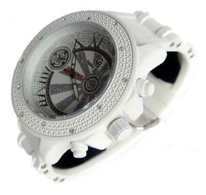 【送料無料】　腕時計　ブランココレアデゴマestilo diseador iced out blanco correa de goma hiphop bling reloj