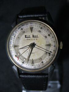 【送料無料】　腕時計　ヴィンテージfavico2ウィンドウ33mmmens vintage wrist watch favico daydate two window 33mm