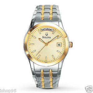 【送料無料】 腕時計 ブローヴァツートンカラー mens bulova twotone bracelet date day watch