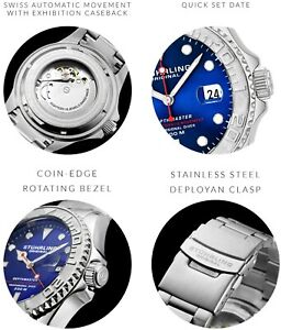 【送料無料】 腕時計 depthmaster 18 mensスイスモスリンstuhrlingstuhrling depthmaster 18 mens swiss jewel