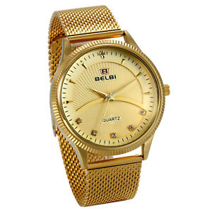 【送料無料】　腕時計　ゴールドステンレススチールクオーツアナログスポーツドレスmen women luxury gold stainless steel quartz analog sports dress wrist watches