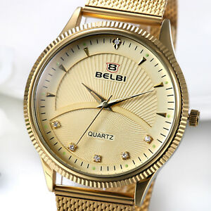【送料無料】　腕時計　ゴールドステンレススチールクオーツアナログスポーツドレスmen women luxury gold stainless steel quartz analog sports dress wrist watches