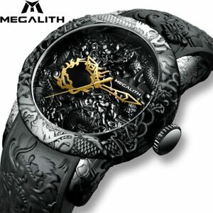 【送料無料】　腕時計　ファッションゴールドドラゴンスポーツウォッチmegalith fashion gold dragon quartz sport wrist watch sculpture men waterproof