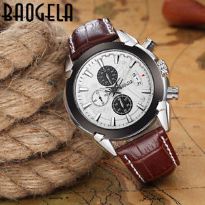 【送料無料】 腕時計 クロノグラフクオーツアナログブラウンホワイトウォッチauthentic baogela 1602 chronograph quartz analog watch brown white