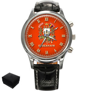 【送料無料】　腕時計　copenhagen kobenhavn city flag coat of arms denmarkmens wrist watch engravingcopenhagen kbenhavn city flag coat of arms de