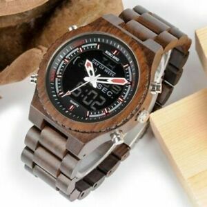 【送料無料】 腕時計 アルdoppio display di legno orologio al quarzo per uomo led digitale 【送料無料】 腕時計 アルdoppio display di legno orologio al quarzo per uomo led digitale