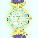 yz@rv@~btBI[mKXvenicemurano glass venice quartz watch with millefiori and purple bracelet